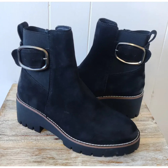 New BLONDO DAHLIA WATERPROOF LUG SOLE BLACK NUBUCK BOOTIES Sz 7M - Picture 2 of 7